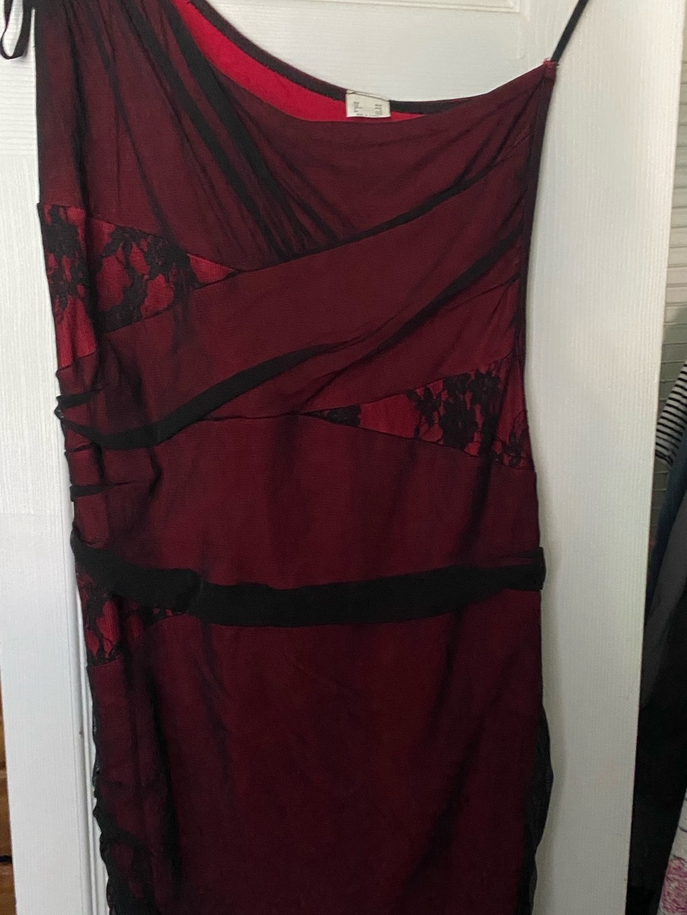 Body Central Burgundy and Black Sheer Lace Dress